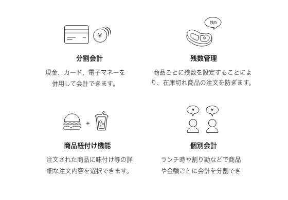 飲食店ならではの機能を搭載